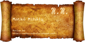 Matkó Mihály névjegykártya